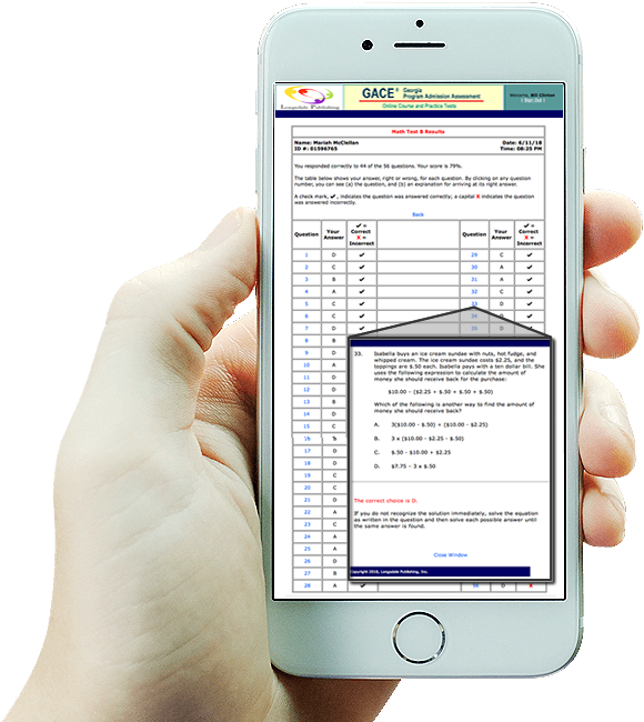 GACE prep program on mobile phone