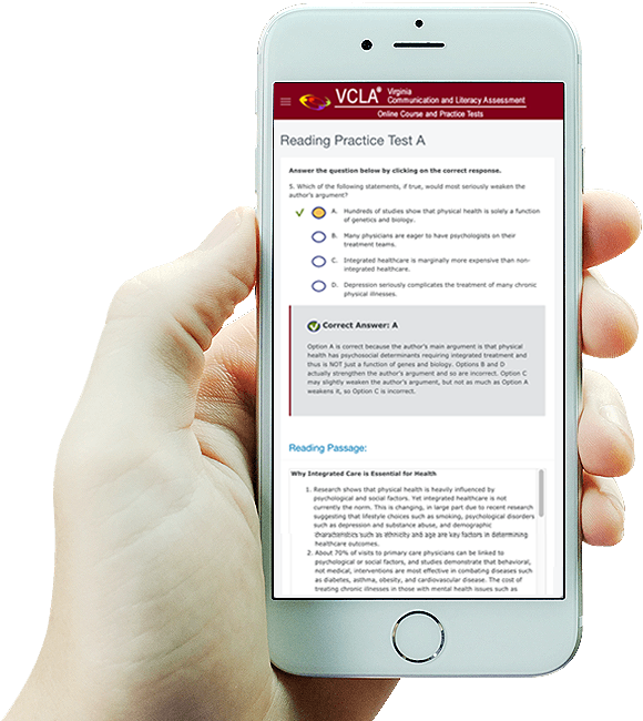 VCLA prep program on mobile phone