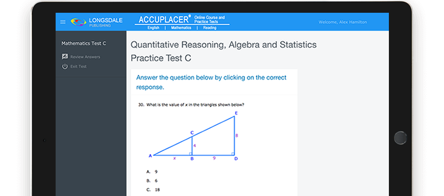 ACCUPLACER test question