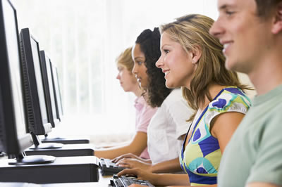 Student studying at computer