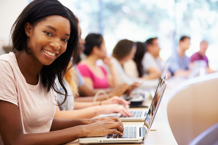 Student studying on computer