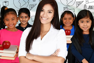 Teacher with students in classroom